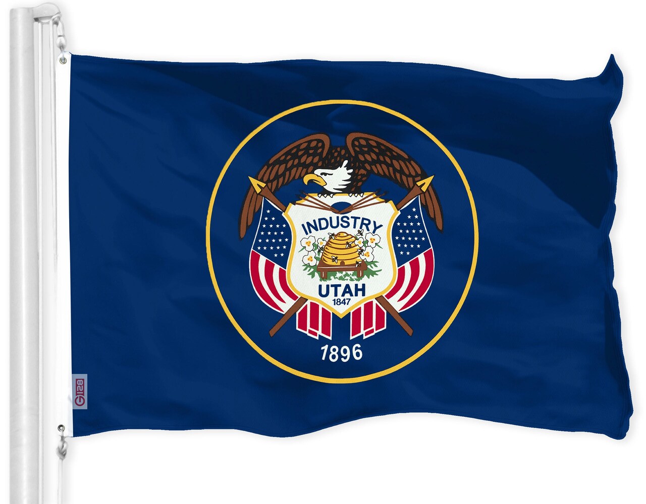 G128 Utah State Flag | 3x5 feet | Printed 150D, Indoor/Outdoor, Vibrant Colors, Brass Grommets, Quality Polyester, Much Thicker More Durable Than 100D 75D Polyester
